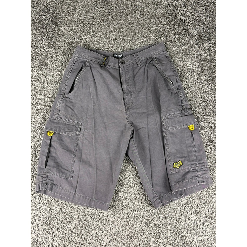 Fox Racing Mens Cargo Shorts Gray Size 30 Y2K Motocross Casual Outdoor Utility